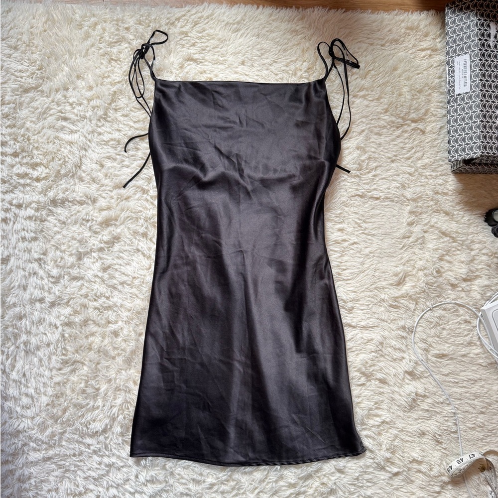 Brandy Melville Elegant Black Satin Slip Dress